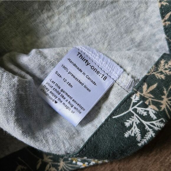 100% Handmade   Linen Shirt Size 12-18 M - Picture 2 of 3